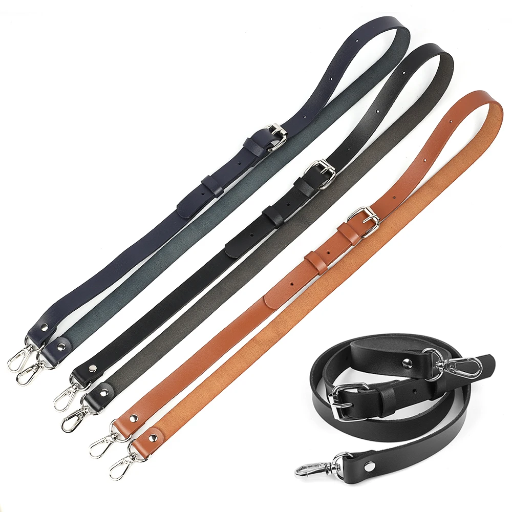 127cm Long Adjustable Belt Crossbody Bag Strap Replacement DIY Genuine Leather Shoulder Strap Bag Accessories Silver Buckle