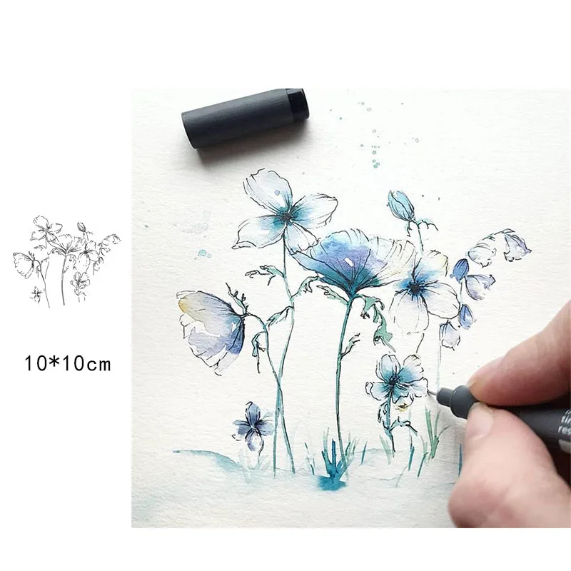 Clear Stamps Silicone Seal for DIY Scrapbooking Card Rubber Stamps Making Photo Album Handemade Crafts Sketch Flowers Stamps