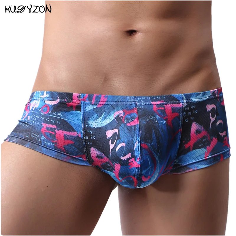 KUDYZON Men Boxer Sexy Men Underwear Print Breathable Boxershorts U Pouch Bikini Shorts Gay Underwear Hombre Calzoncillos Slip