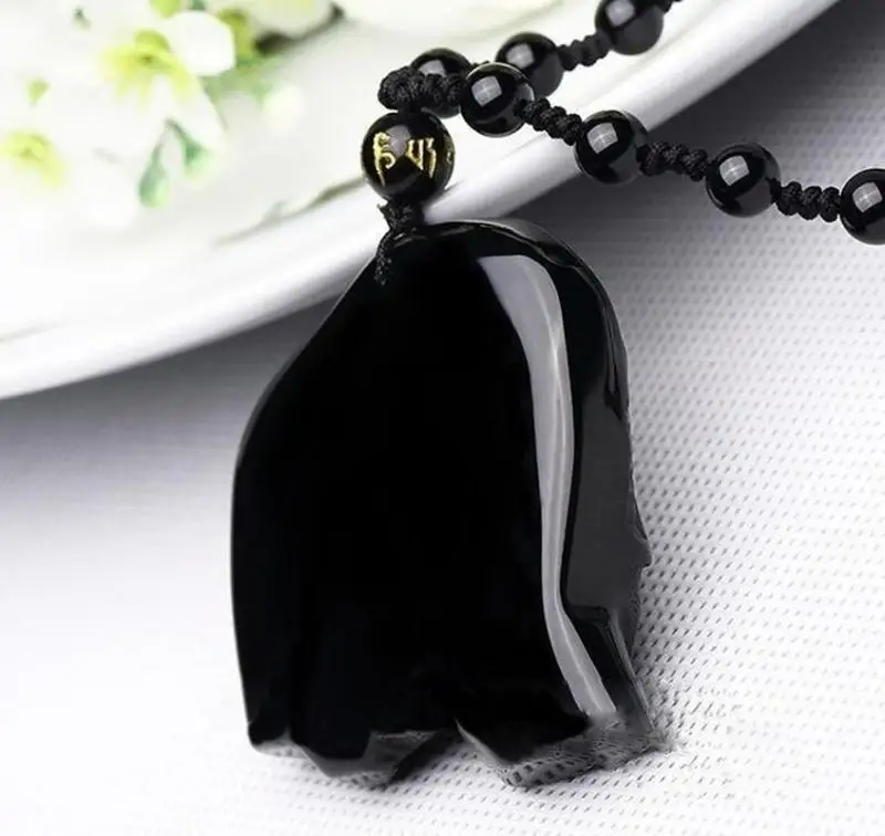 Black natural handmade stone carving cute elephant lucky pendant men\\\\\\\'s necklace fashion amulet jewelry