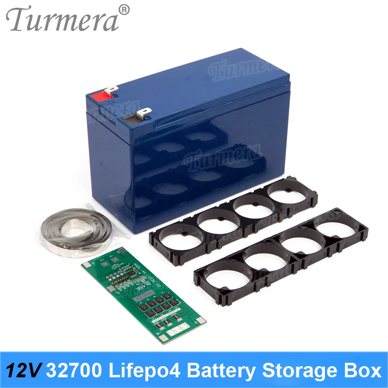 Turmera 32650 32700 Lifepo4 Battery Storage Box with 4S 40A BMS 1x4 Bracket for 12V 7Ah Uninterrupted Power Supply Battery Use A