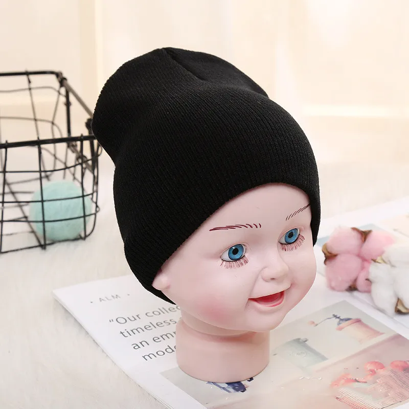 Kids Baby Solid Color Warm Soft Beanies Cap Hat Spring Autumn Winter Newborn Toddler Infant Knitted Cap Hat For Boy Girl