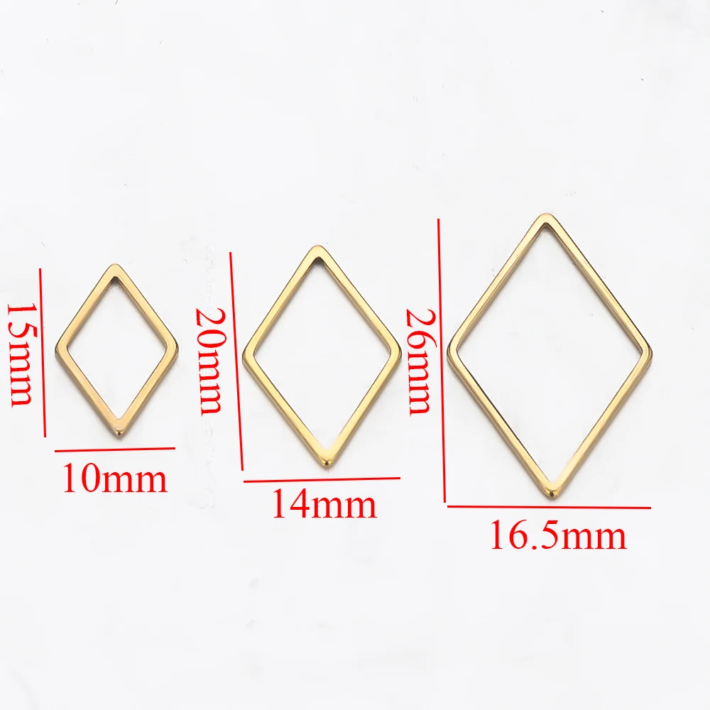 20 Stück Edelstahl-Rhombus-Anhänger für Armbandverbinder, Halskettenanhänger, handgemachte Ohrringe, DIY-Schmuckherstellungszubehör – Detail 5