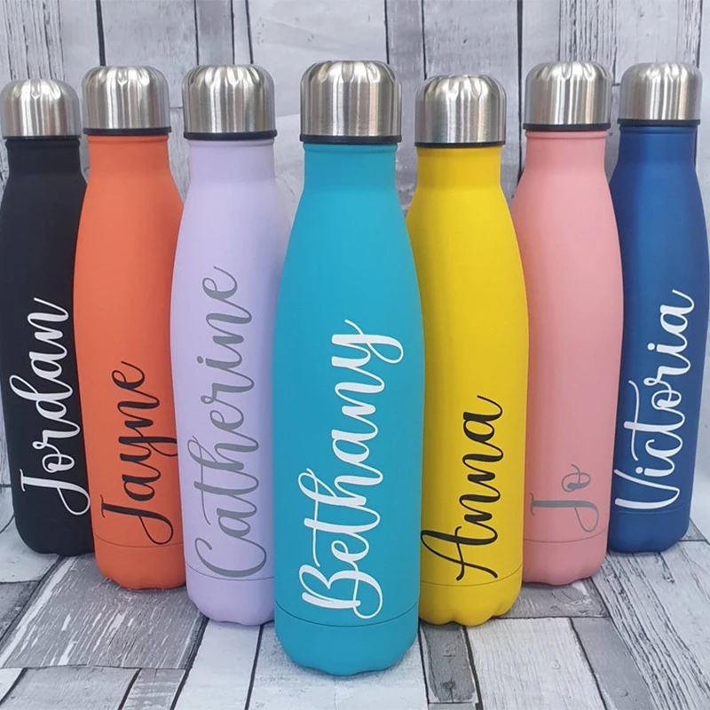 Personalised Pastel Water Bottles 500mL Slim Drink Bottle Custom Bottles With Decal Birthday Gifts Christmas Gifts