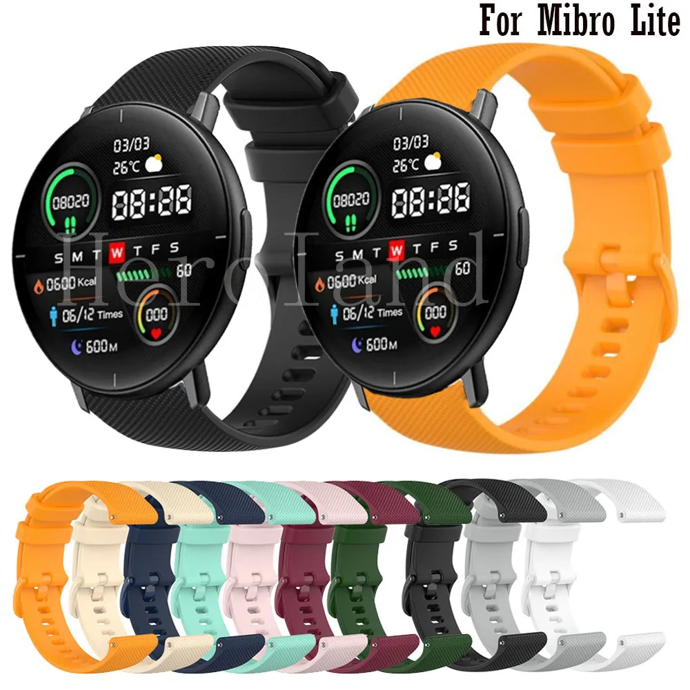 20mm WatchStrap For Mibro lite Smart Watch band Silicone Wristbands For Xiaomi Mibro Air / Color / For Haylou RS3 LS04 Bracelet