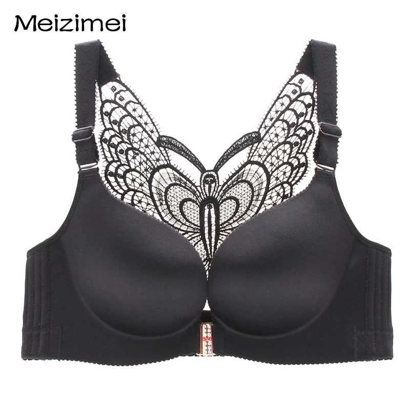 Meizimei Sexy Seamless Front Closure Bra Big  Butterfly Adjustable Push Up Plus Size  for Women Large Size C D E Cup Brassiere