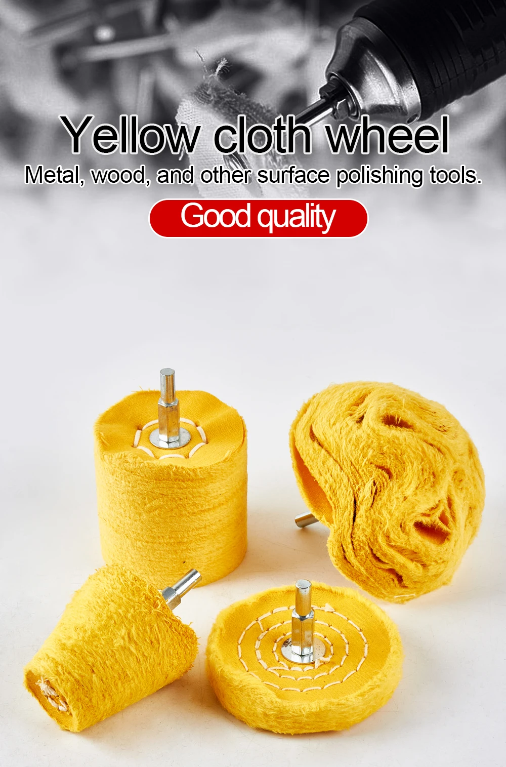 1pc 2''/3''/4'' Baumwolle Polieren Polieren Rad Weiß Flanell Kegel/Säule/pilz/T-Förmigen Schleifen Kopf Für Bohrer – Detail 1