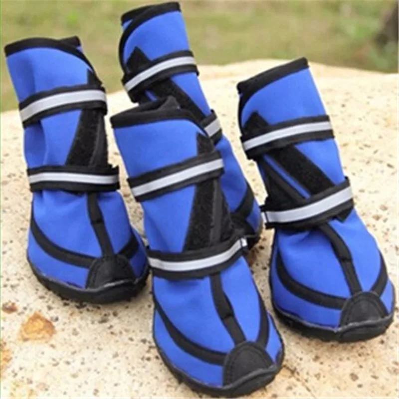 Four season Waterproof XXL Pet Shoes for small to large Dog Oxford Bottom Reflective bandages Pet rain boots large dog shoes