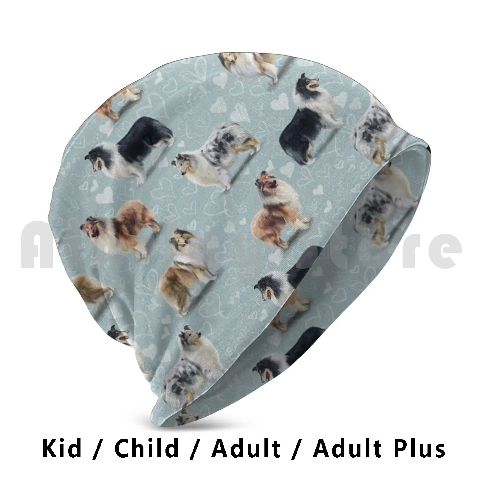 The Rough Collie Beanie Hedging Cap DIY Print Cushion Rough Collie Collies Scotch Scottish Lassie Dog Dogs Puppy Puppies