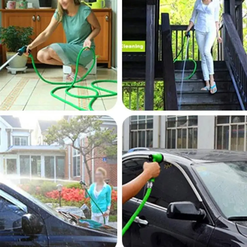 Carretes de manguera de agua de jardín expandibles flexibles, 7 modos de pulverización, pistola de agua para lavado de coches, carrete de tubería de