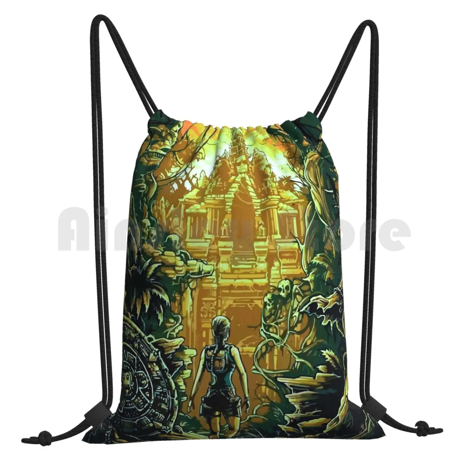 Epic Video Games Backpack Drawstring Bag Riding Climbing Gym Bag Tomb Raider Lara Croft Video Game Console Ps4 Mow