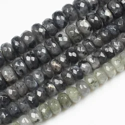 Natural Stone,Black Labradorite,Faceted Rondelle Beads 15inch ,For Jewelry making, can mixed wholesale!