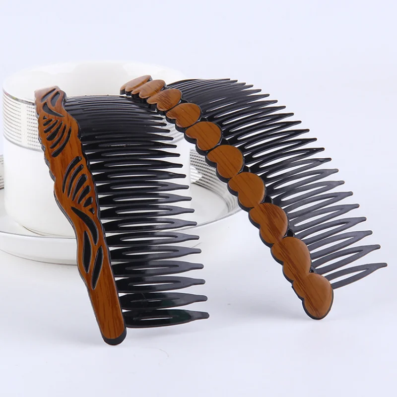 5Pcs/Set Handmade Comb 24 Tooth Plastic Wood Grain Headwear Hair Accessories Women DIY Clip Hair Jewelry Accessories