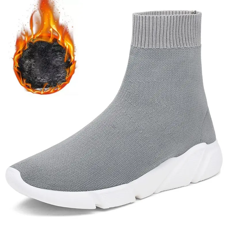 

Big Number Hightop Light Weight Sport Shoes Men High Top Sneakers Men Sports Shoes Women Socks Sneakers for Running Gray E-626