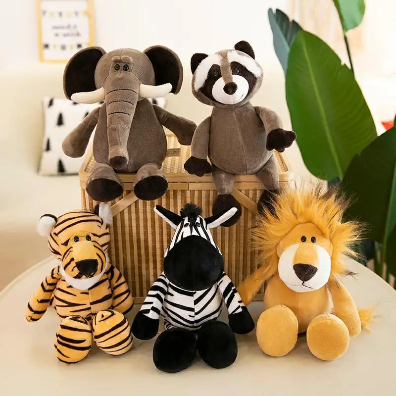 

Hot Sale Cute Cartoon Forest Animals Fox Lion Elephant Tiger Monkey Deer Horse Children Soft Doll Stuffed Finger Plush Toy Gift