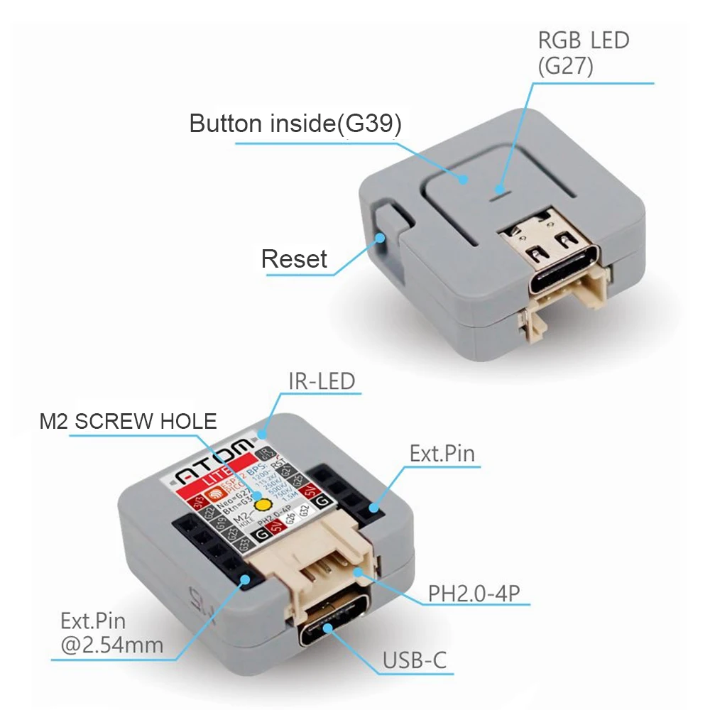 لوحة تطوير الأجهزة الذكية المدمجة M5Stack ATOM Lite ESP32 الأصلية مع مجموعة قابلة للبرمجة Wi-Fi #4