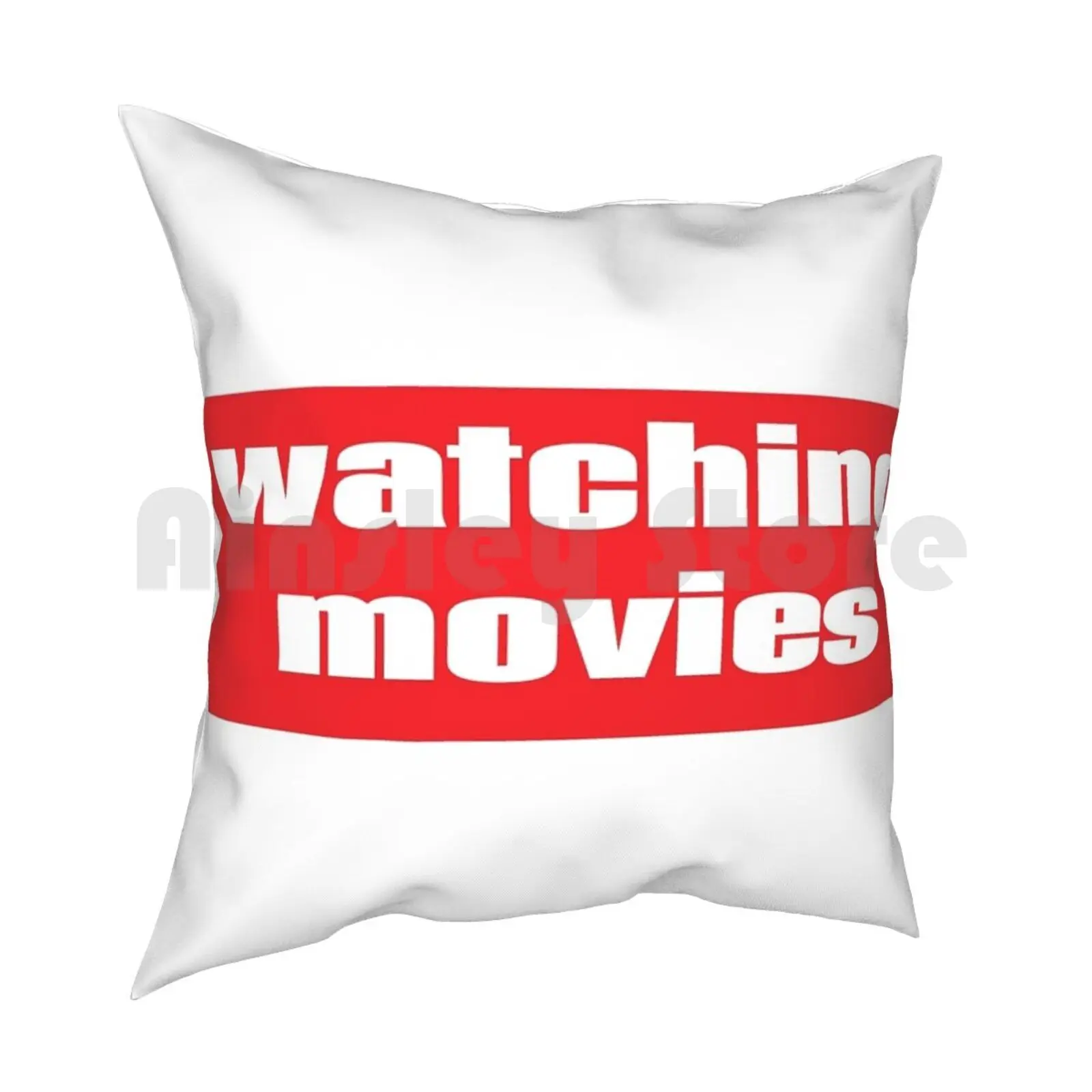 Watching Movies Pillow Case Printed Home Soft Throw Pillow Watching Movies Motion Picture Watching Movies Young Woman