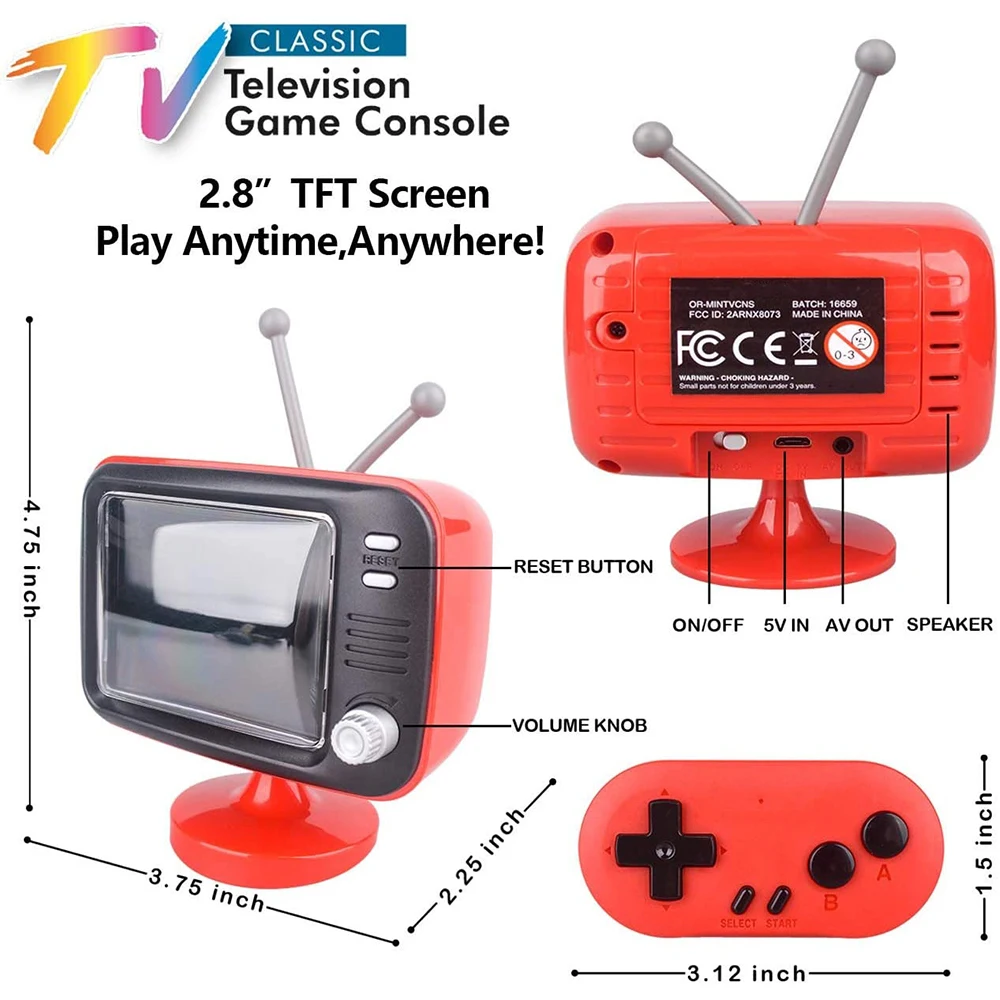 PLAYGO Retro Handheld Spielkonsole video Spiel Player Mit 300 Spiel system Mini TV Stil Spiel Maschine Mit Wireless Controller