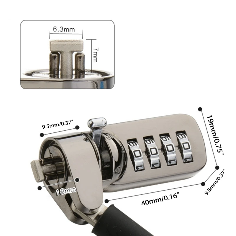 OOTDTY  Kensington Password Cable Lock for Monitor Digital Equipment Anti-Theft Lock Computer PC Laptop Protective  Locker