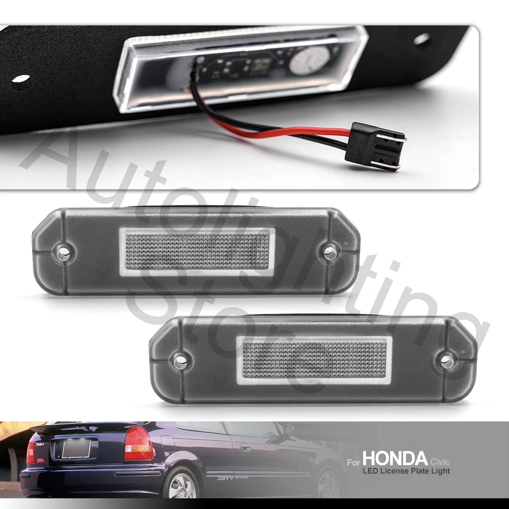 2X For Honda Civic EJ EK 96-98 CR-X Del Sol 93-97 6th Gen LED License Number Plate Light Lamp Canbus Error Free OEM#34100S04A01