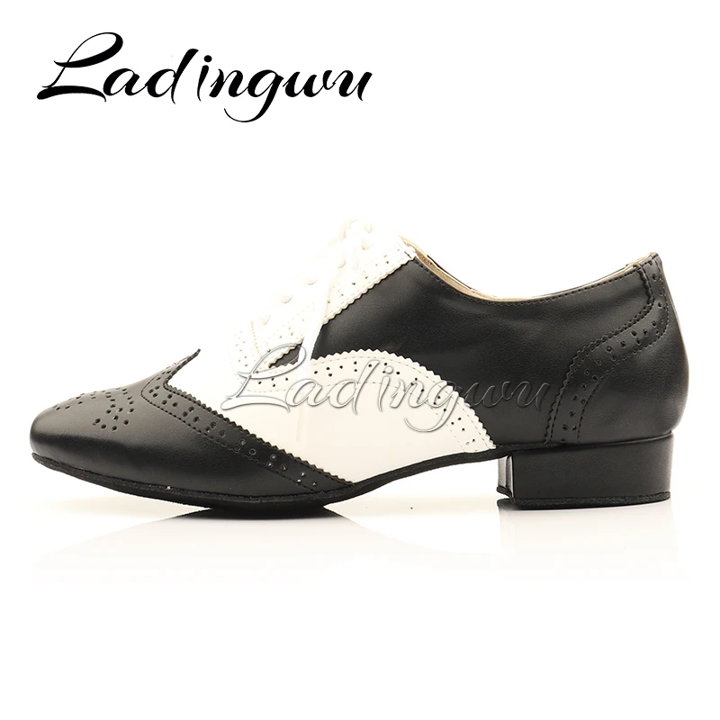 Ladingwu nowe nowoczesne męskie chłopięce Ballroom Tango buty do tańca prawdziwej skóry męskie buty do tańca Latin man heel 2.5-4.5cm