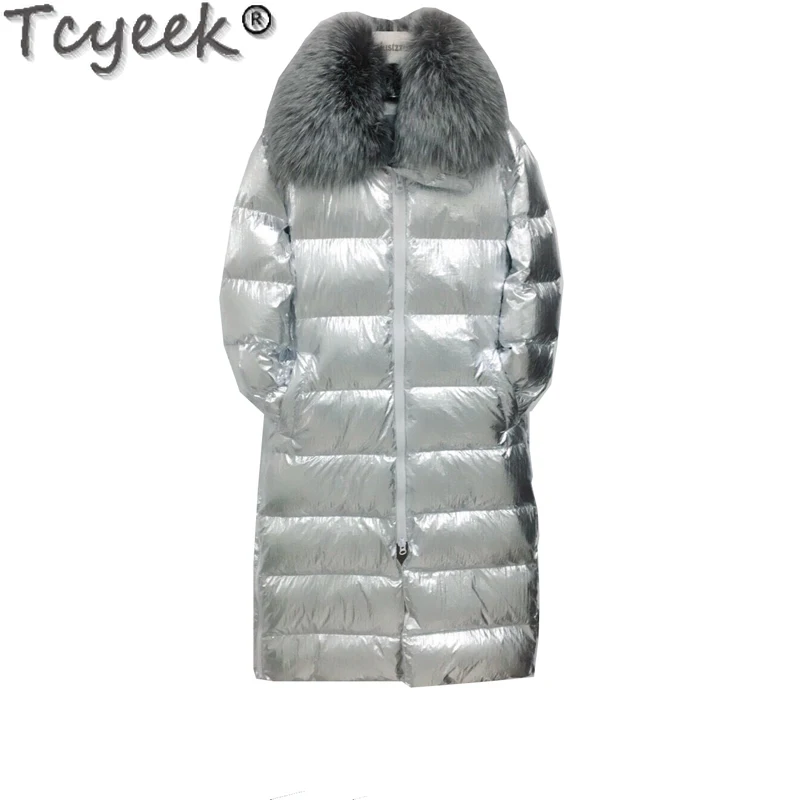 Long Women's Winter Down Jacket 90% White Duck Down Coat Female Thick Hooded Parkas Fox Fur Collar 2021 Abrigo Mujer 4743