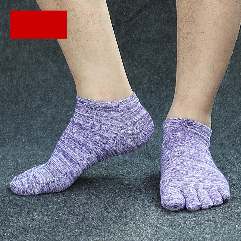 Colorful 5 Finger Socks Ankle Men Pure Cotton Fashion Vintage Breathable,Deodorant No Show Invisible Toe Happy Socks Summer