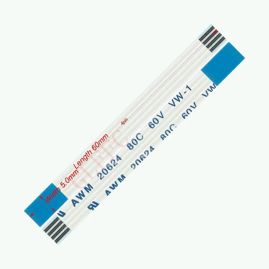 4pin 1.0pitch 60mm-420mm B-type Flexible Flat Cable FFC awm 20624 ROHS for TTL LCD DVD Computer