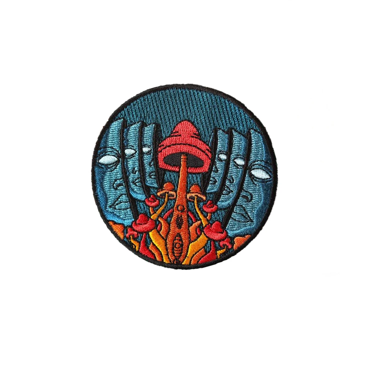 Psychedelic Embroidered Patch - Cool Iron On Patch - Magic Mushroom Patch - Trippy Circle Patch