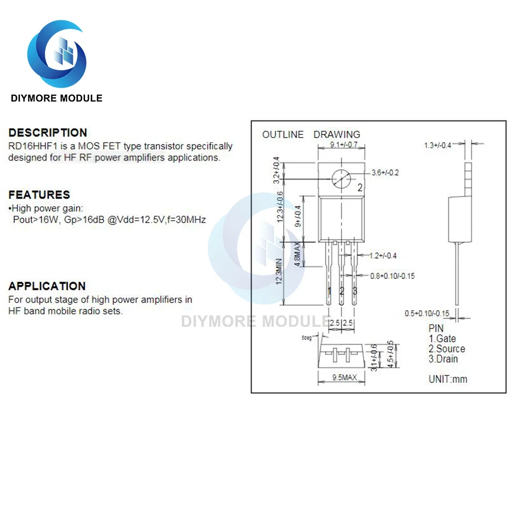 30MHz 16W  RD16HHF1 IC CHIP Silicon MOSFET Power Transistor For HF RF Power Amplifiers