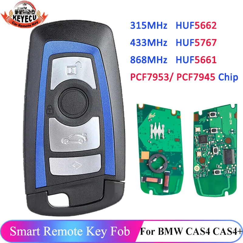 

KEYECU Blue 434MHz 868MHz 315MHz 3 Button Remote Key for BMW 5 7 F Series X5 X6 F20 F21 F30 F31 2009-2016 FEM / BDC CAS4 CAS4+