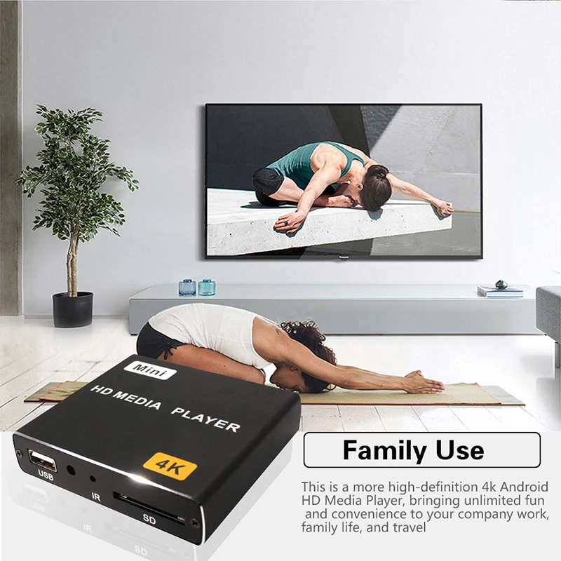 4k Android HD Media Player Automatically Plays Pictures/Videos/Music/Word/PPT to Read USB Drive/SD Card Forslideshow Player