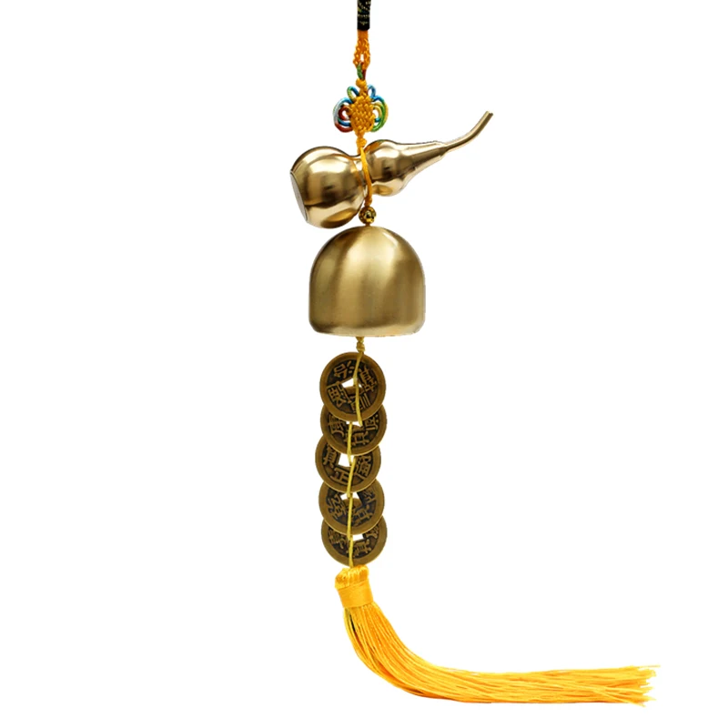 1 String Pure Copper Gourd Bell Coins Pendant Wind Chimes Home Lucky Pendant