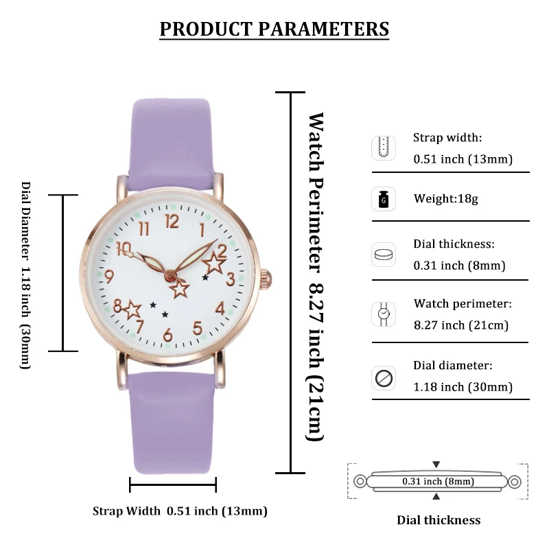 2pcs Pop Watch Women Simple Classic Fashion Small Dial Women's Watches Leather Strap Quartz Clock Wrist Watches Gift Lady Watch