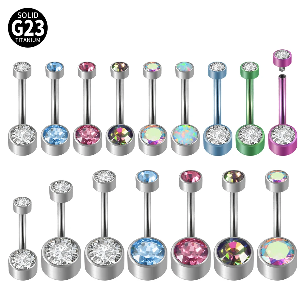 1PC G23/ASTM F136 Titanium Premium CZ Stone Belly Button Rings Body Piercing Jewellery Navel Piercing Ring Jewelry For Women 14G