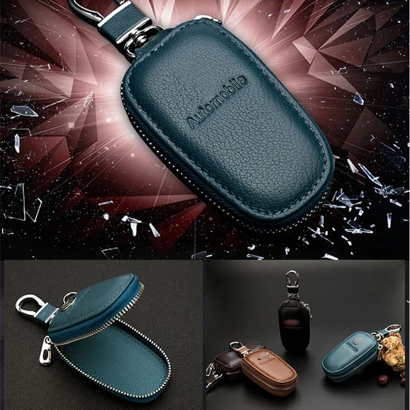 2021 Car Key Cover Square Zipper Key Case With Logo For Buick Peugeot Chevrolet Jaguar Land Rover Infiniti Jeep Lincoln Acura