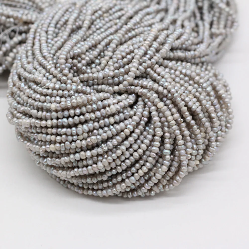 Natural Freshwater Pearl Gray Small Flat Bead Making DIY Necklace Bracelet Anklet Jewelry Mother-of-Pearl 2.5-3mm Gift