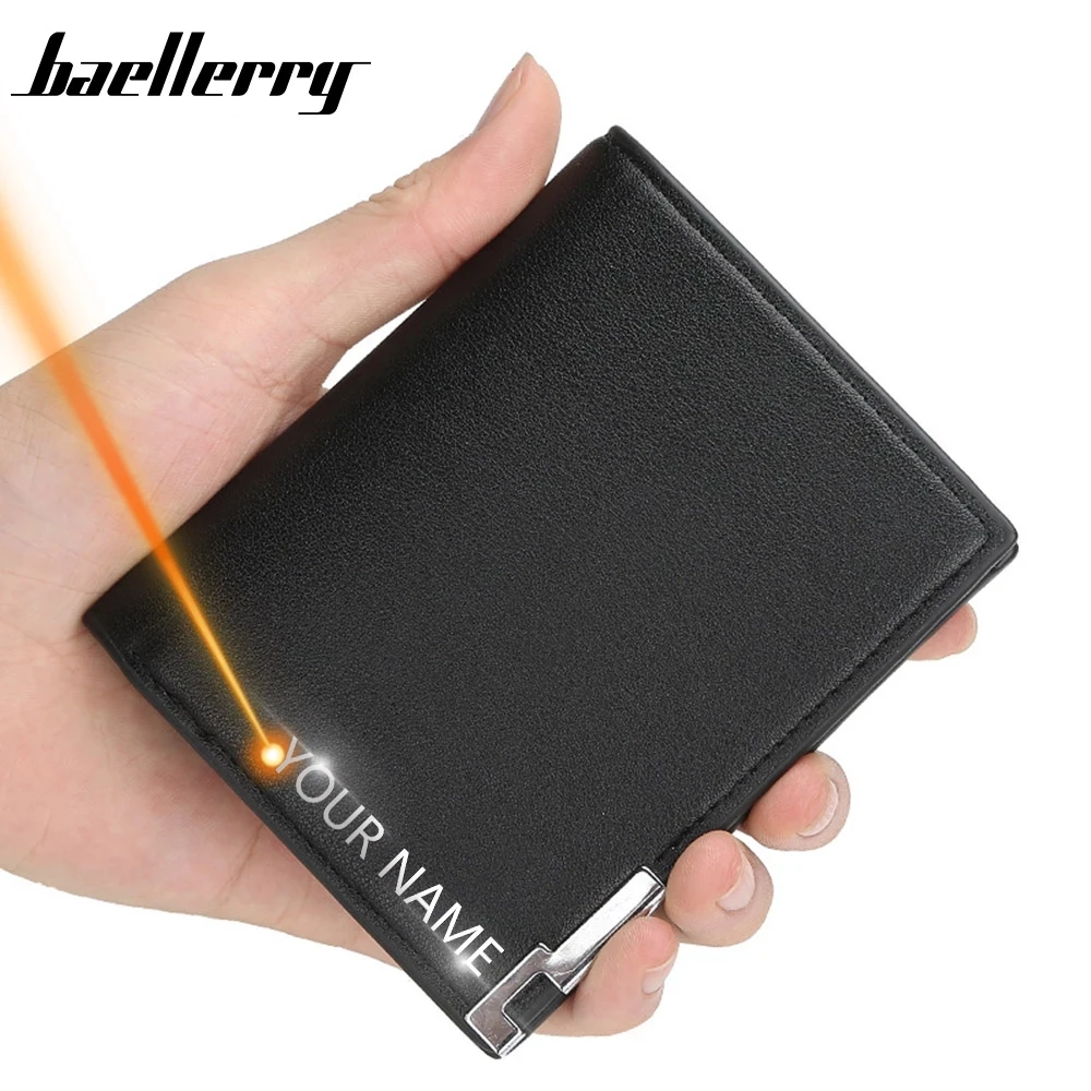 2021 Men Wallets Free Name Evgraving High Quality Small Wallet Men Business Zipper Short Male Wallet Card Holder Wallets Purse