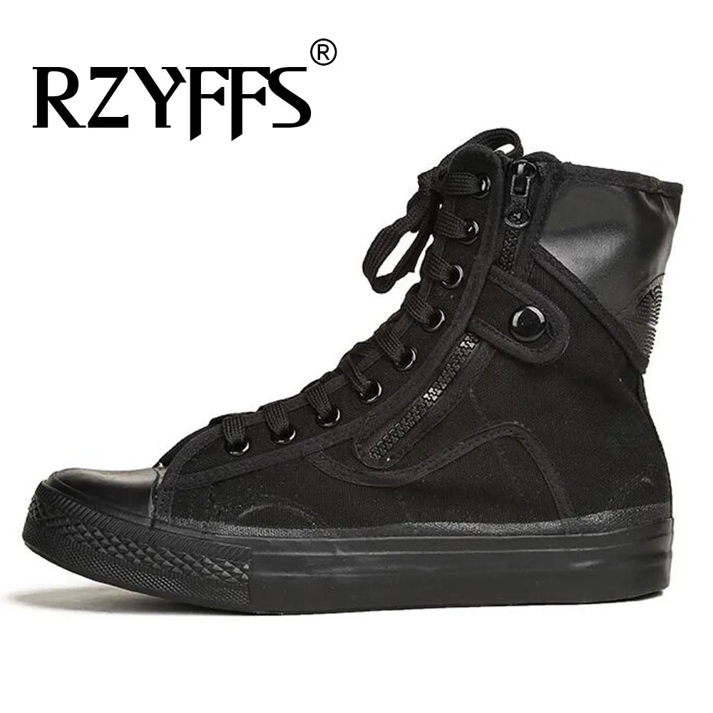 New High top Canvas Shoes Espadrilles Zapatos Chaussure Homme Men all black Casual sneaker Flat canvas Shoes A11-81z