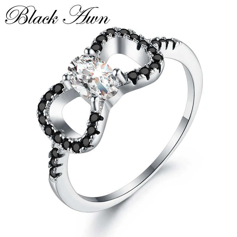 BLACK AWN 2024 New Genuine 100% Sterling 925 Silver Jewelry Square Engagement Rings for Women Gift C371