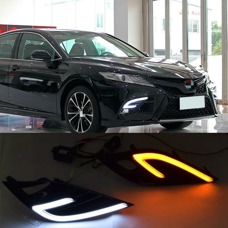 

2pcs For Toyota Camry 2018 2019 XSE SE DRL LED Fog Lamp Daytime Running Lights Driving Light With Turn Signal lamp