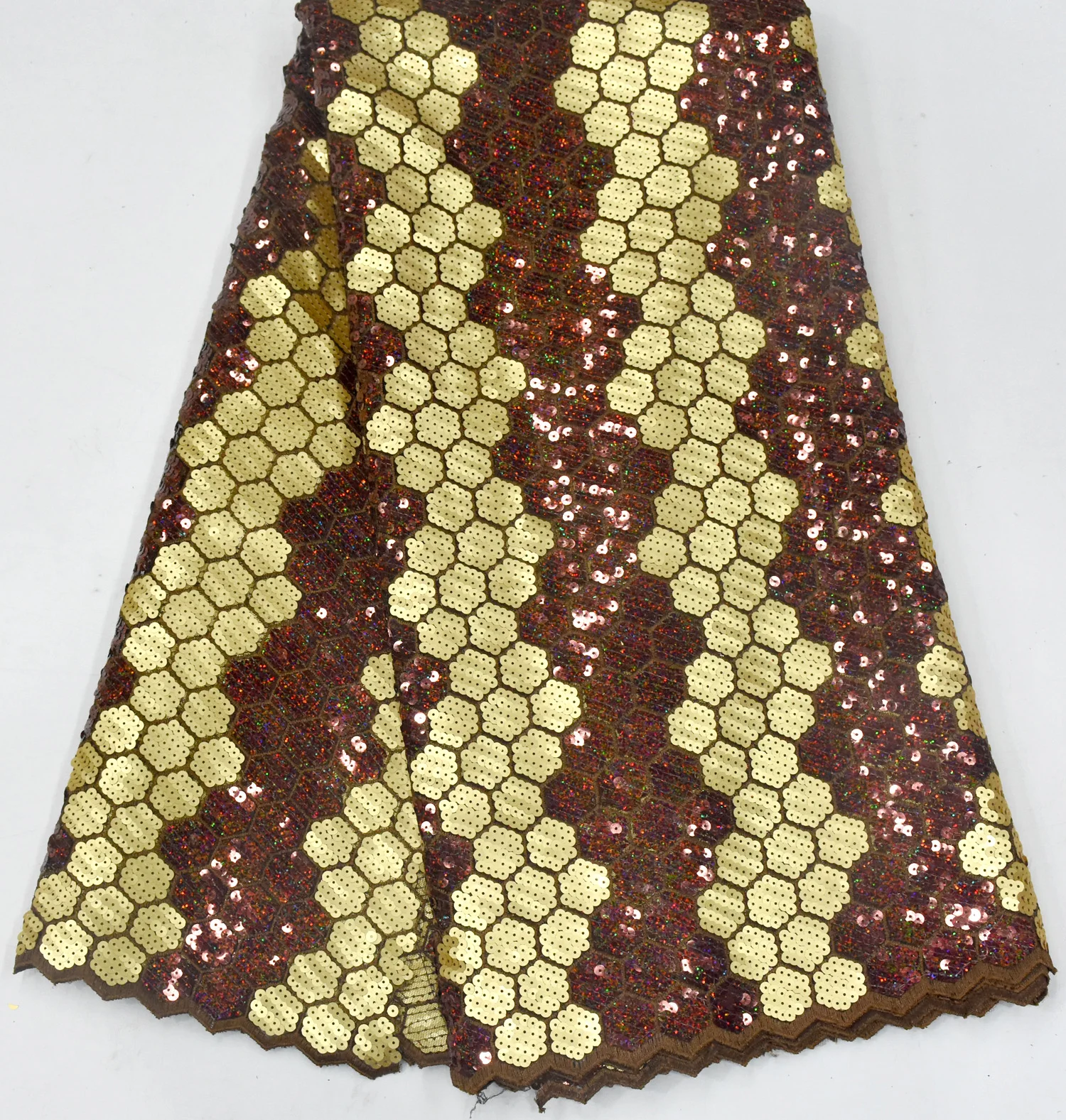 

New African Tulle Lace Fabrics High Quality 2021 Nigerian Net Lace Fabric With Organza Bicolor Sequins Sequence Lace For Women