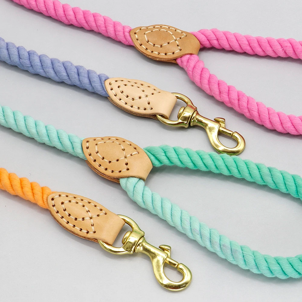 150cm Dog Leash Round Cotton Dogs Lead Rope Colorful Pet Long Leashes Belt Outdoor Dog Walking Training Leads Ropes