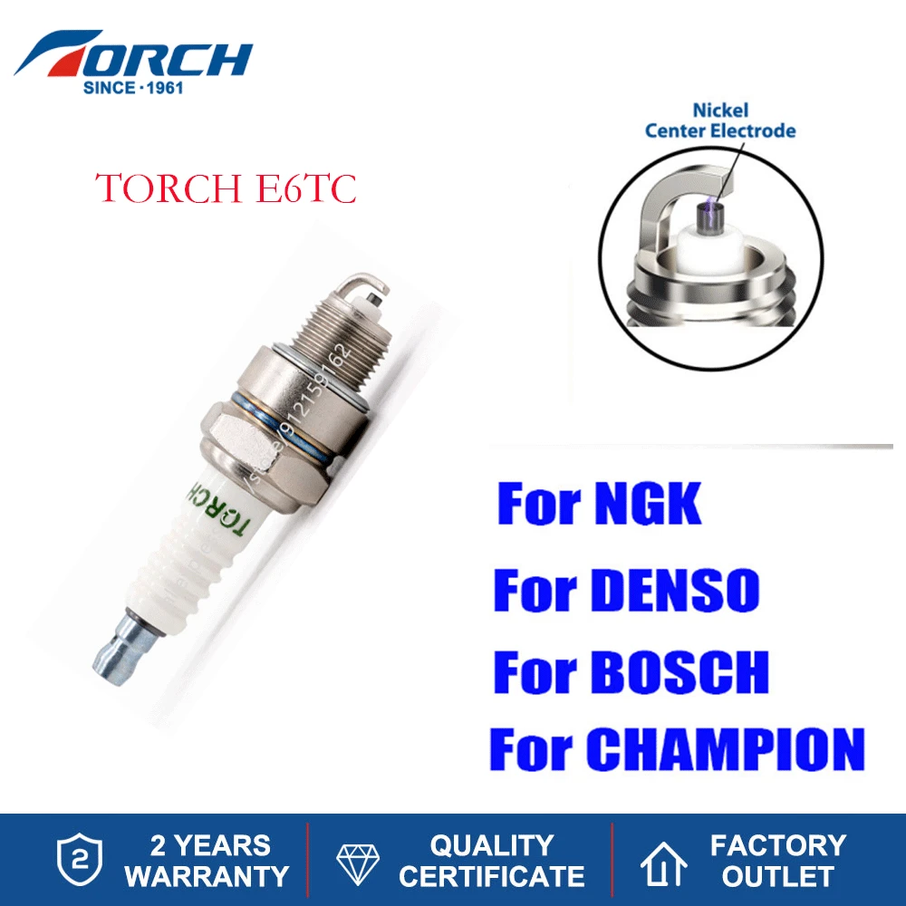 Brand New TORCH Spark Plug E6TC Compatible with  DENSO W20FP-U Denso WF20TTBRISK N15YC Candle for W175T35 Champion L82YCC