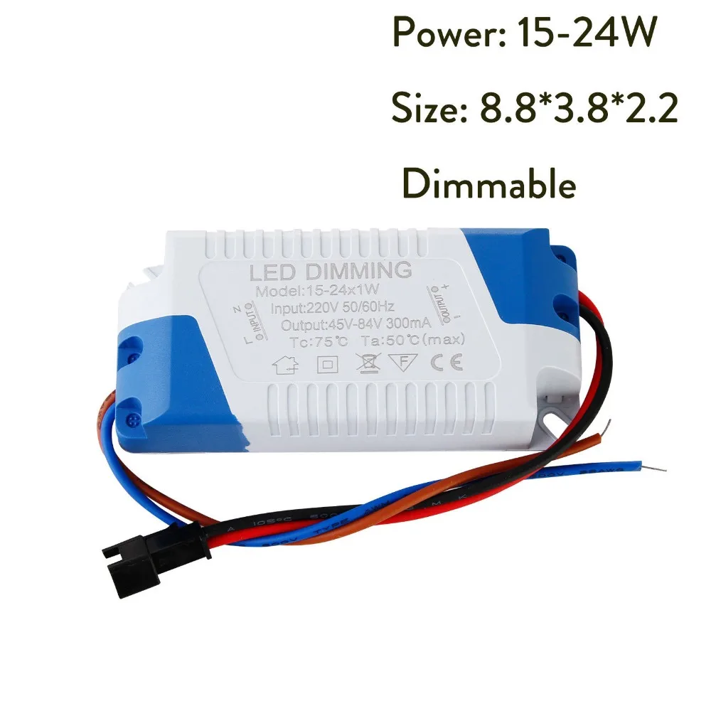 Dimmable 3W 5W 7W 8-10W 15W 15-24W Power Supply LED Driver Adapter Transformer 300mA For LED Recessed Ceiling Downlight 85-265V