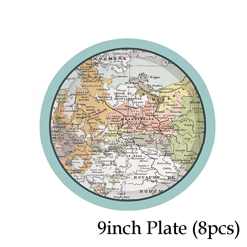 World Map Theme Disposable Tableware Travel Festival Paper Plate Straw Retirement Party Decoration Birthday Supplies