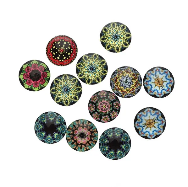 20pcs Retro mixed 12mm/18mm/20mm/25mm Round photo glass cabochon demo flat back Making findings no hole