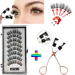 5 Magnetic Eyelashes 3D False Eyelashes Mink Eyelashes Makeup Eyelash Extension Tool Natural Thick Long Eyelashes