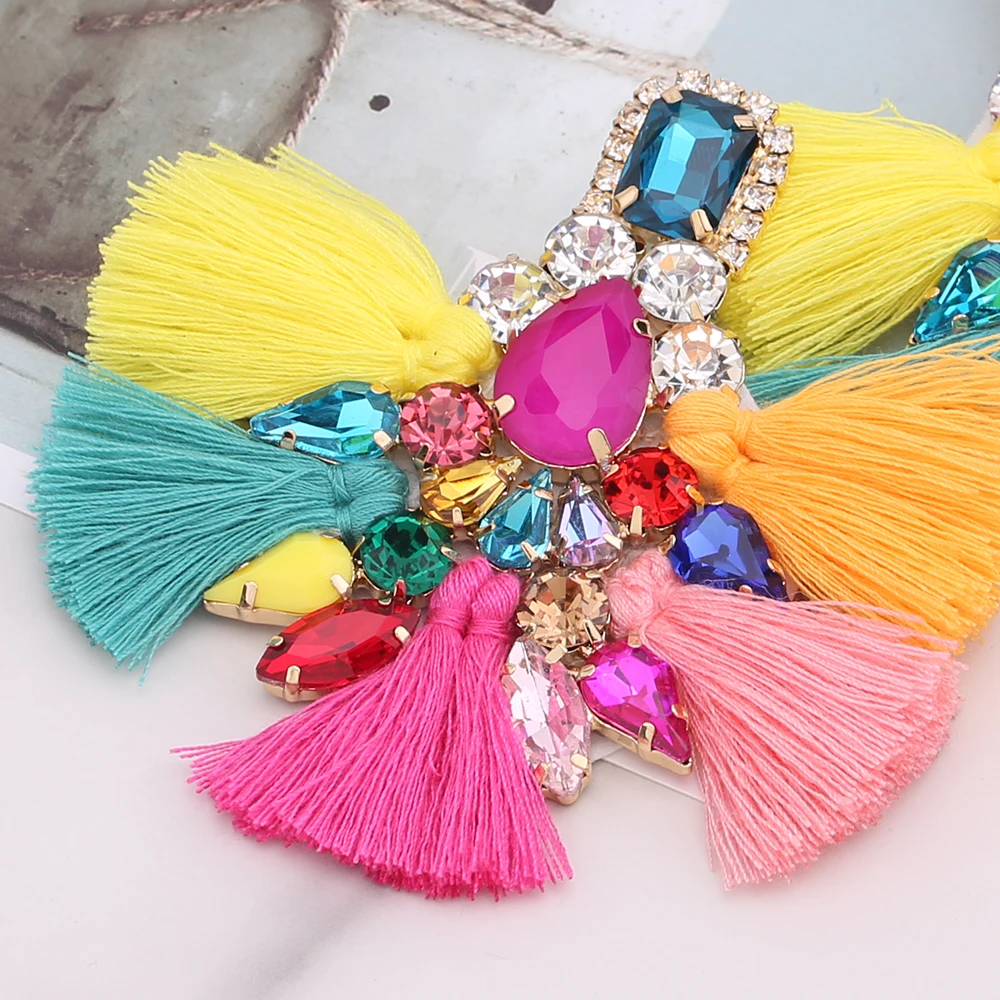 Big Earrings Rhinestone Dangle Drop Long Tassel Earings Boho India Earing For Women Fringe Female Wedding Jewelry Brincos Gifts