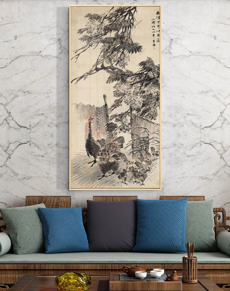 Chinese Style Painting Animal Landscape Canvas Frame Poster HD Picture For Office Home Living Room Wall Art Decoration